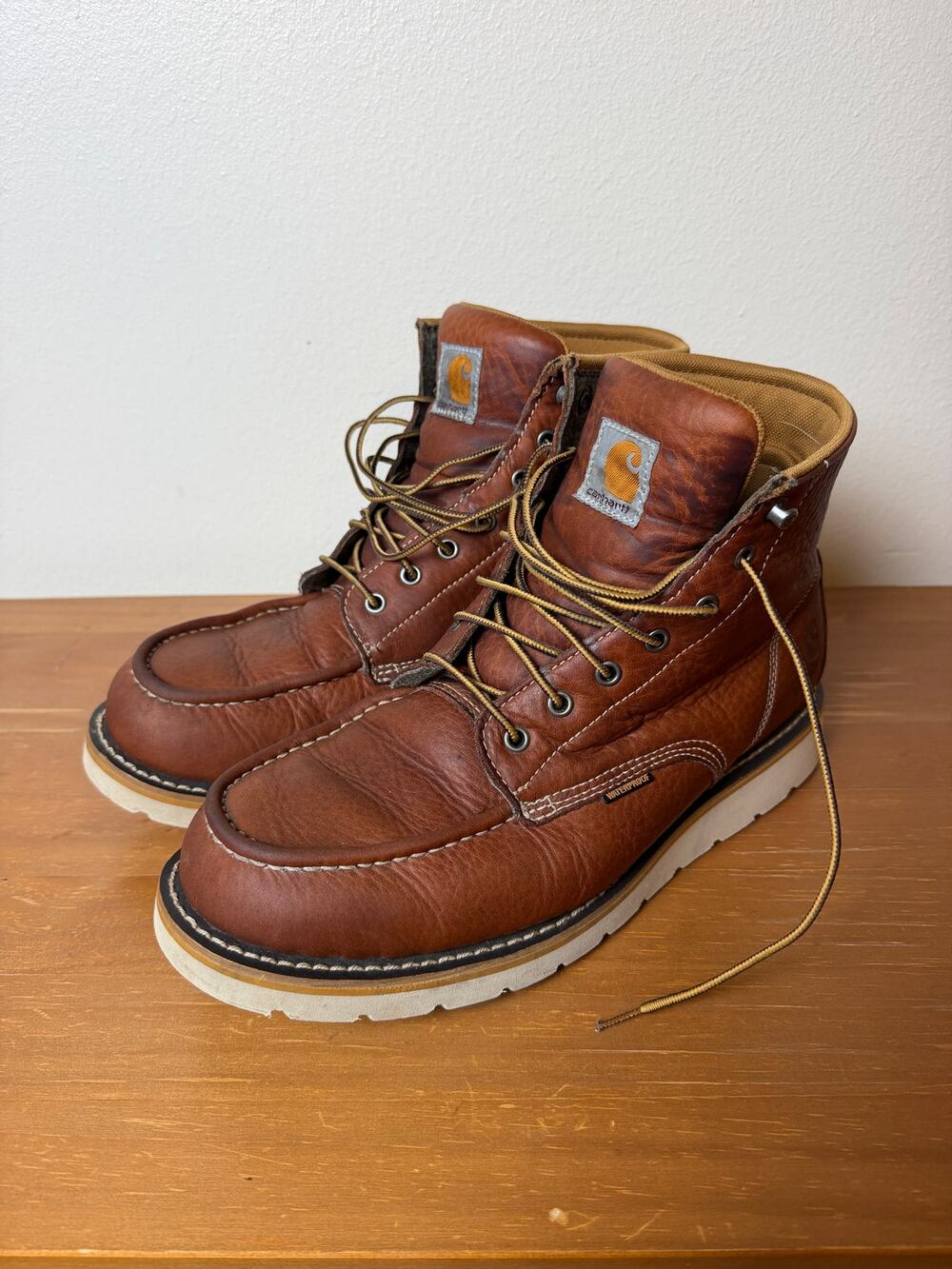 Carhartt CMW6175 Waterproof 6" Moc Toe Wedge Work Boots Men's Size 12M Brown